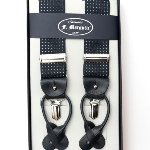 Bretelle blu con micropois bianco