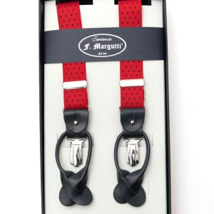 Bretelle rosse con micropois blu