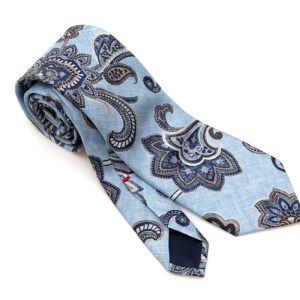 Cravatta chiara a disegno paisley in seta pura
