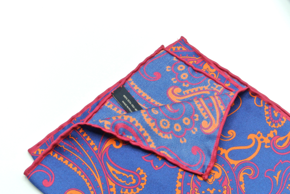Pochette in pura seta blu - immagine 5