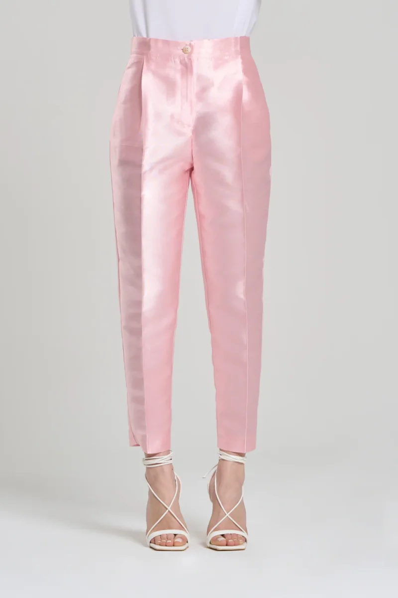 PANTALONE IN SHANTUNG ROSA, PAESTUM - immagine 2