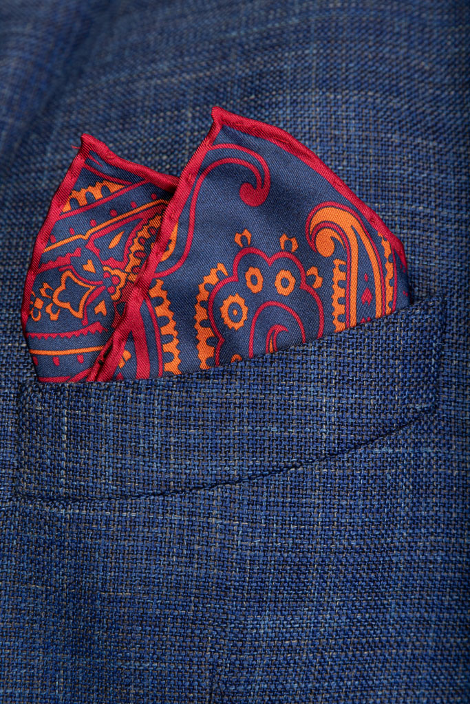 Pochette in pura seta blu - immagine 3